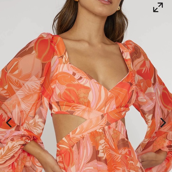 Elegant Orange Floral Midi Dress - Picture 10 of 16